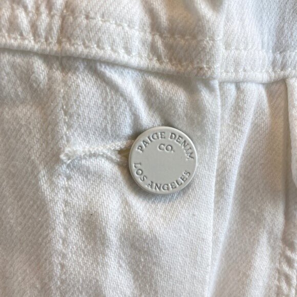 PAIGE Jean Jacket Women's Medium White Denim Rowan Button Up - Picture 5 of 7